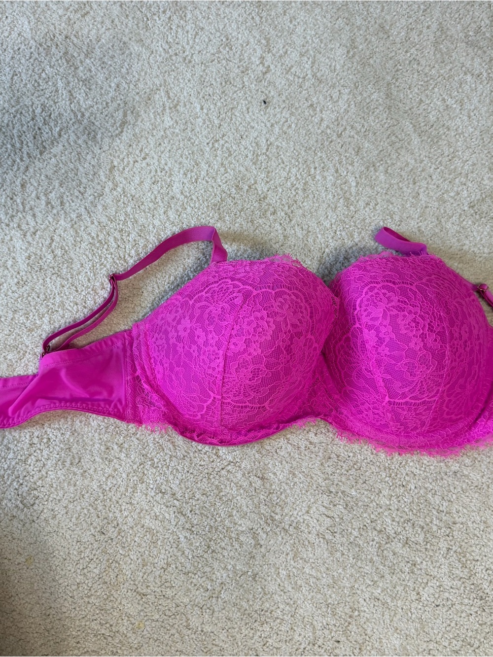 Victoria's Secret Hot Pink Lace Push-Up Bra
